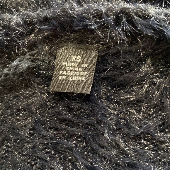 Anthropologie Knitted & Knotted Isola Black Furry eyelash knit Sweater Sz XS - Picture 10 of 12